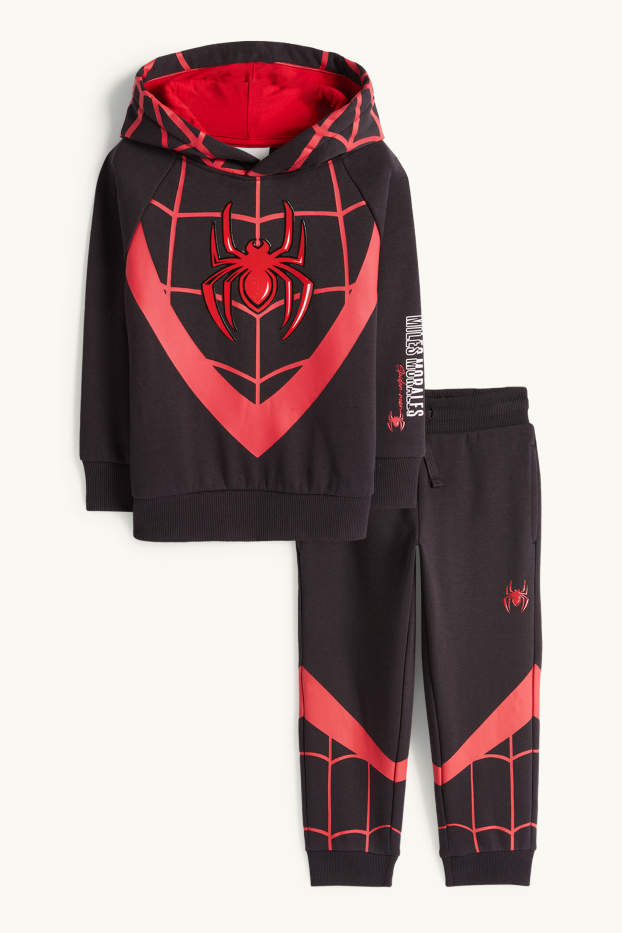Děti - chlapci - Spider-Man - souprava - mikina s kapucí a teplákové kalhoty - 2dílná - červená/černá