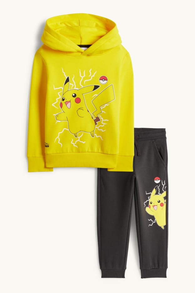 Enfants garçons - Pokémon - Pikachu - ensemble - sweat à capuche et pantalon de jogging - deux pièces - jaune