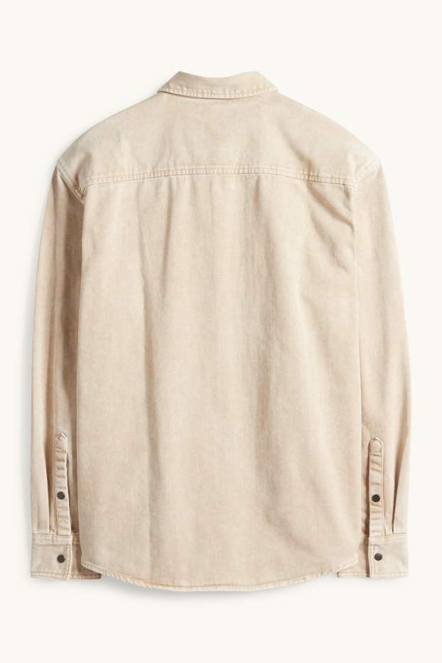 Uomo - Camicia di jeans - relaxed fit - collo all'italiana - beige chiaro