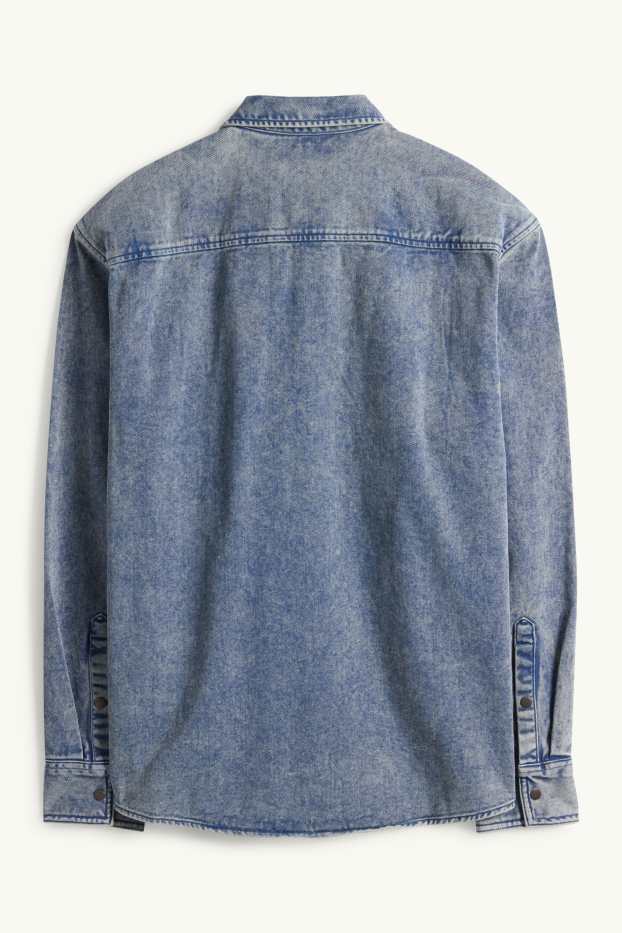 Bărbați - Cămașă din denim - relaxed fit - guler Kent - denim-albastru