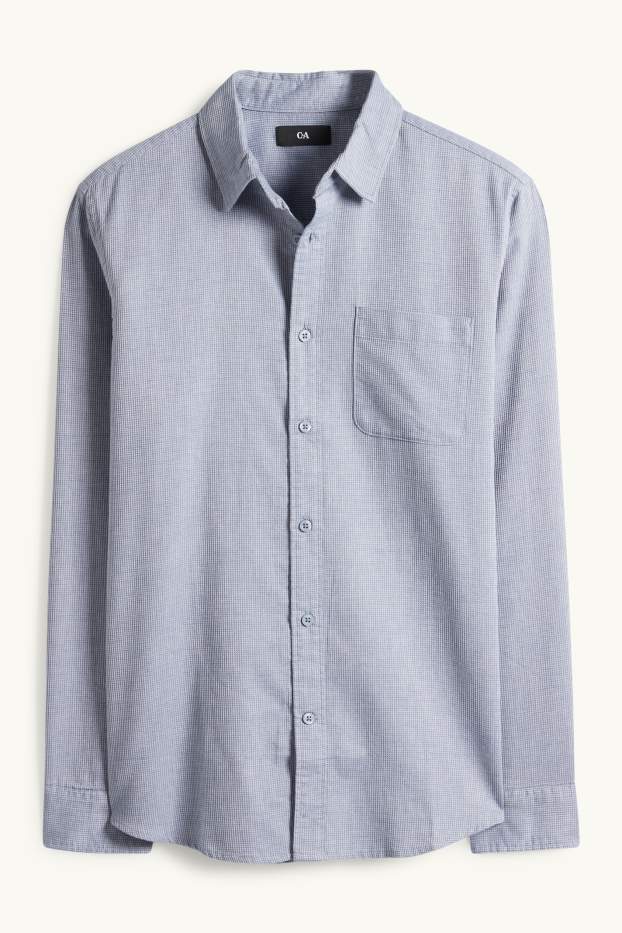 Herren - Hemd - Regular Fit - Kent - strukturiert - blau