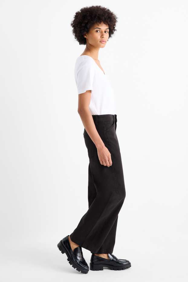 Mujer - Pantalón de tela - high waist - barrel leg - negro