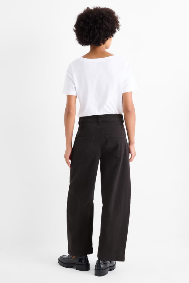 Mujer - Pantalón de tela - high waist - barrel leg - negro