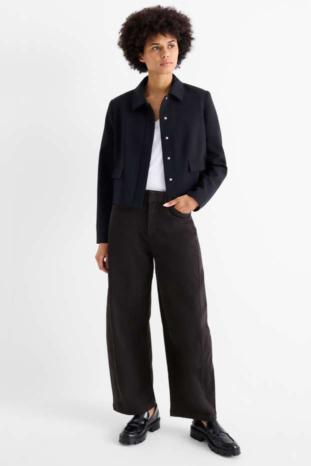 Mujer - Pantalón de tela - high waist - barrel leg - negro