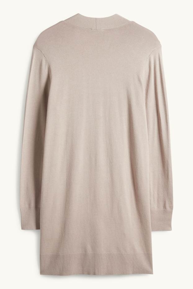 Damen - Lange Strickjacke - beige