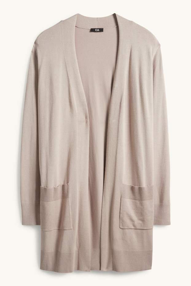 Damen - Lange Strickjacke - beige