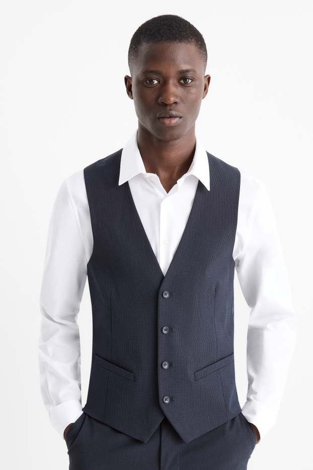 Hommes - Gilet sans manches de costume - regular fit - Flex - LYCRA® - bleu foncé