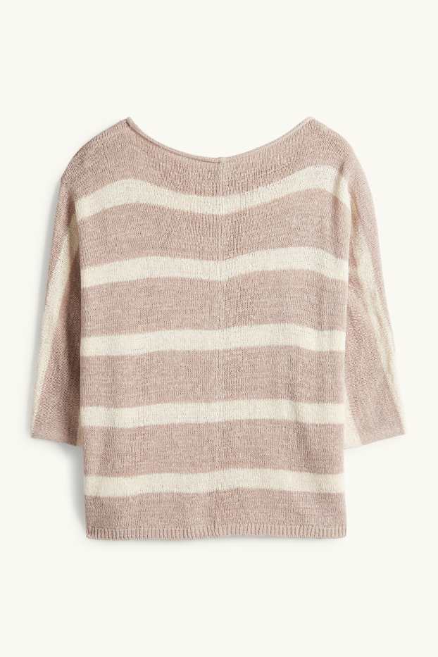 Dames - Trui - gestreept - beige