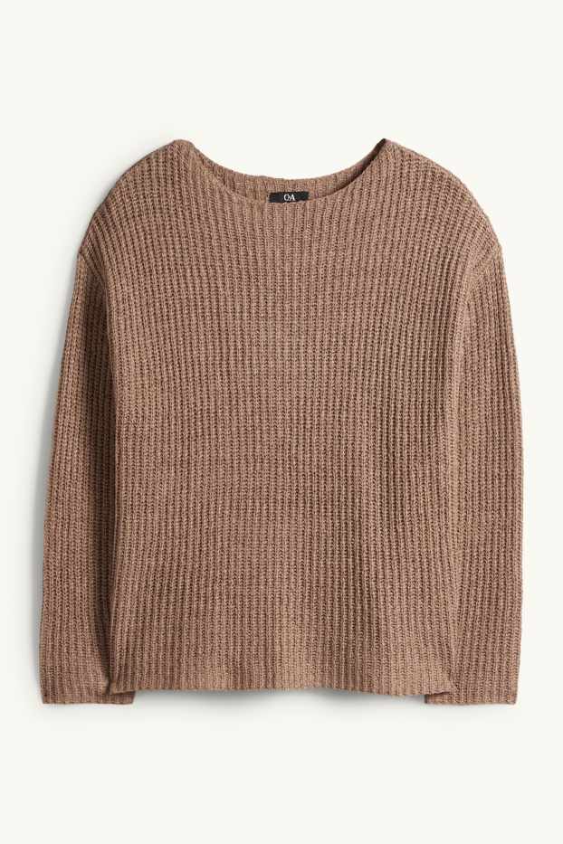 Femmes - Pull - finition côtelée - marron clair