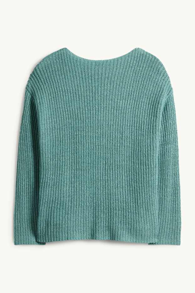 Femmes - Pull - finition côtelée - vert