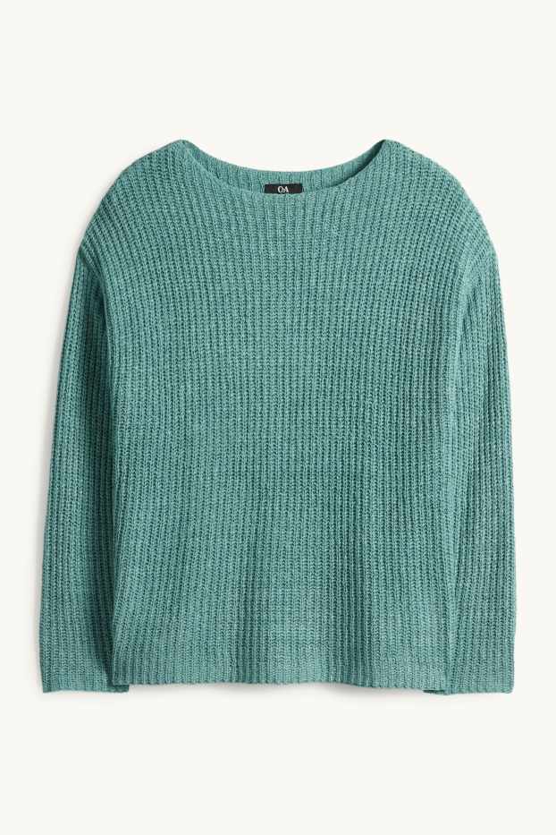 Femmes - Pull - finition côtelée - vert