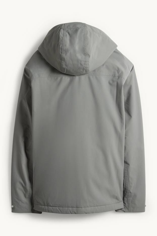 Herren - Regenjacke mit Kapuze - gefüttert - wasserdicht - grün