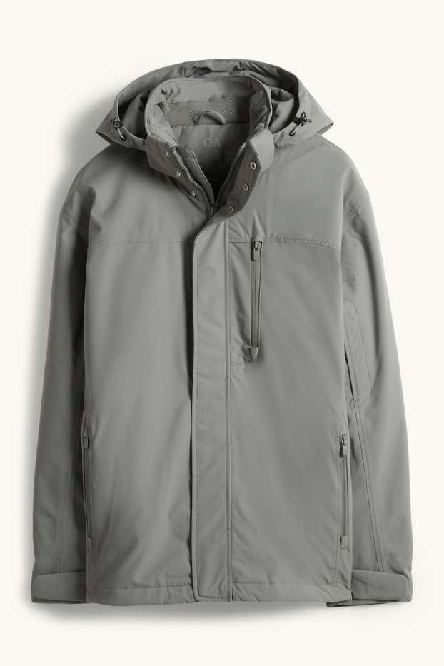 Herren - Regenjacke mit Kapuze - gefüttert - wasserdicht - grün