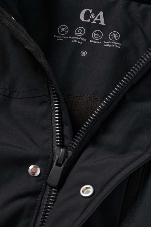 Men - Rain jacket with hood - lined - waterproof - black