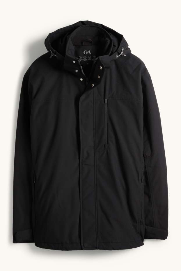 Men - Rain jacket with hood - lined - waterproof - black