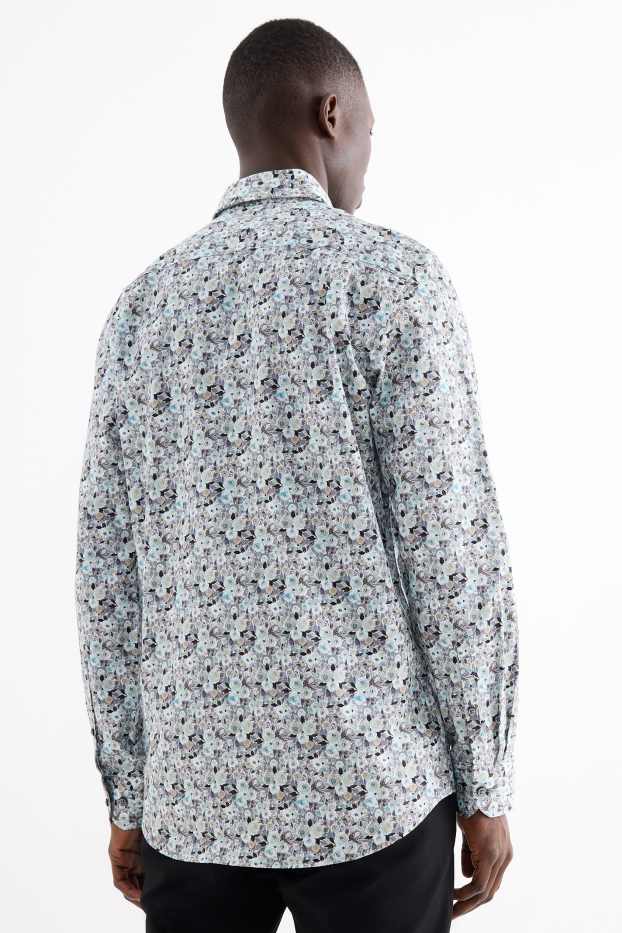 Pánské - Business košile - regular fit - button-down - se vzorem - šedá