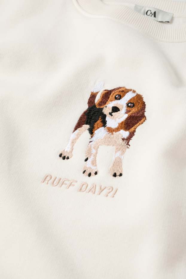 Femei - Bluză de molton supradimensionată - alb-crem