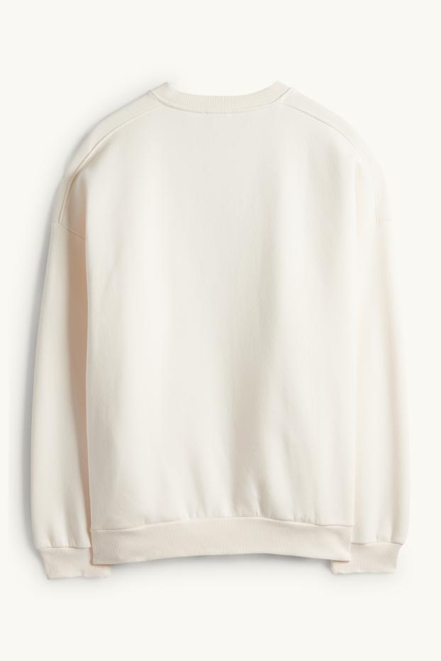 Femei - Bluză de molton supradimensionată - alb-crem