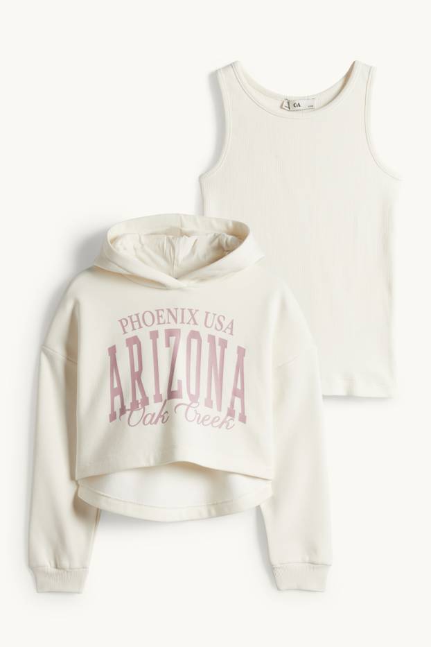 Enfants filles - Arizona - ensemble - sweat à capuche et top - 2 pièces - blanc crème