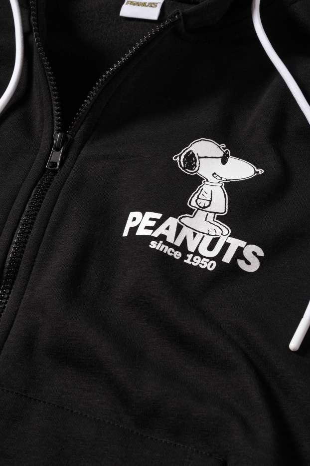 Hommes - Sweat zippé Oversize à capuche - Peanuts - noir