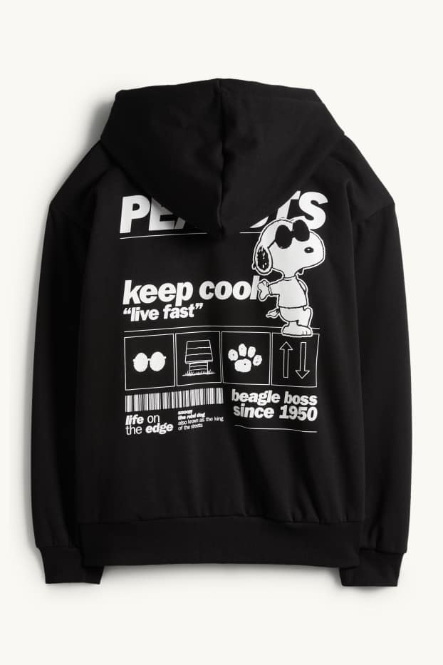 Hommes - Sweat zippé Oversize à capuche - Peanuts - noir