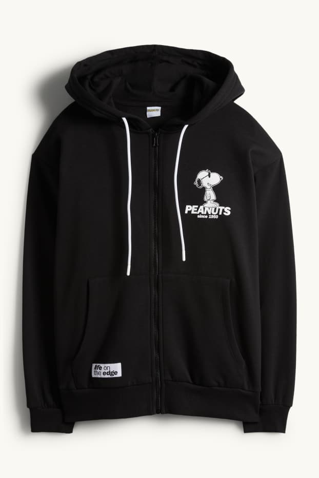 Hommes - Sweat zippé Oversize à capuche - Peanuts - noir