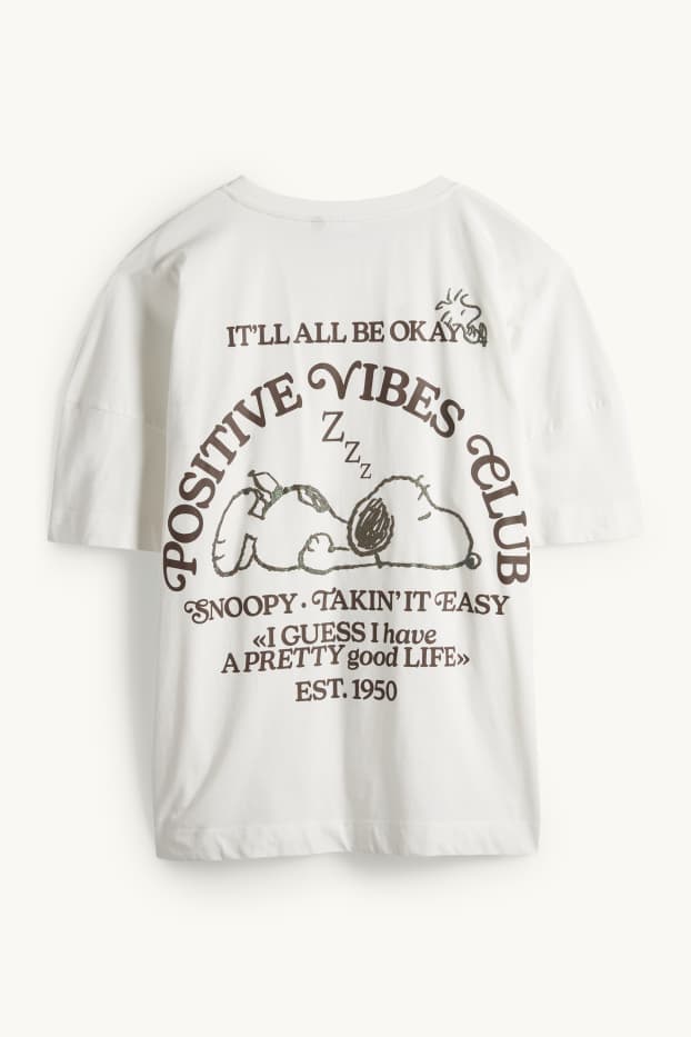 Damen - T-Shirt - Regular Fit - Glanz-Effekt - Peanuts - weiss