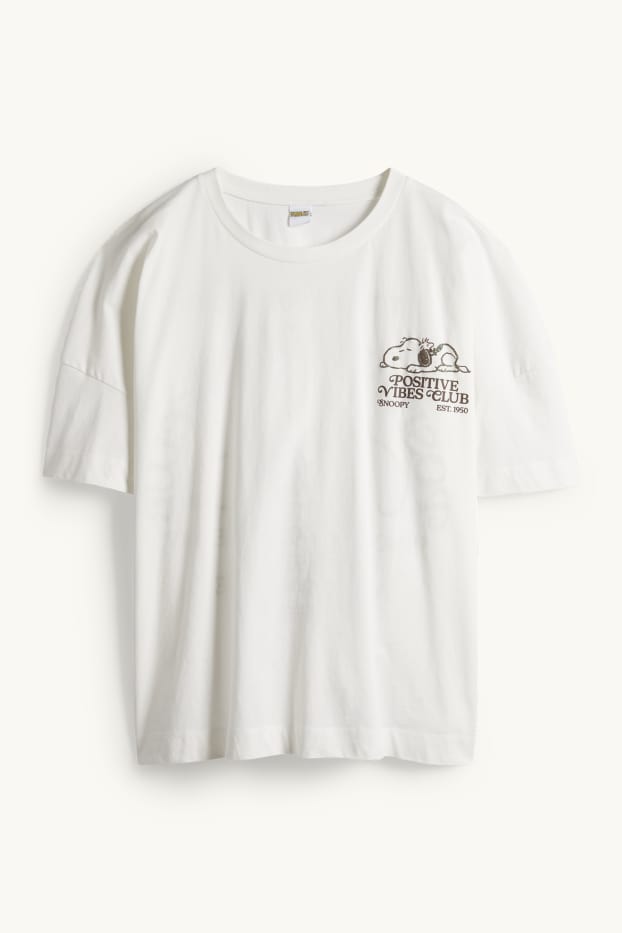 Damen - T-Shirt - Regular Fit - Glanz-Effekt - Peanuts - weiss