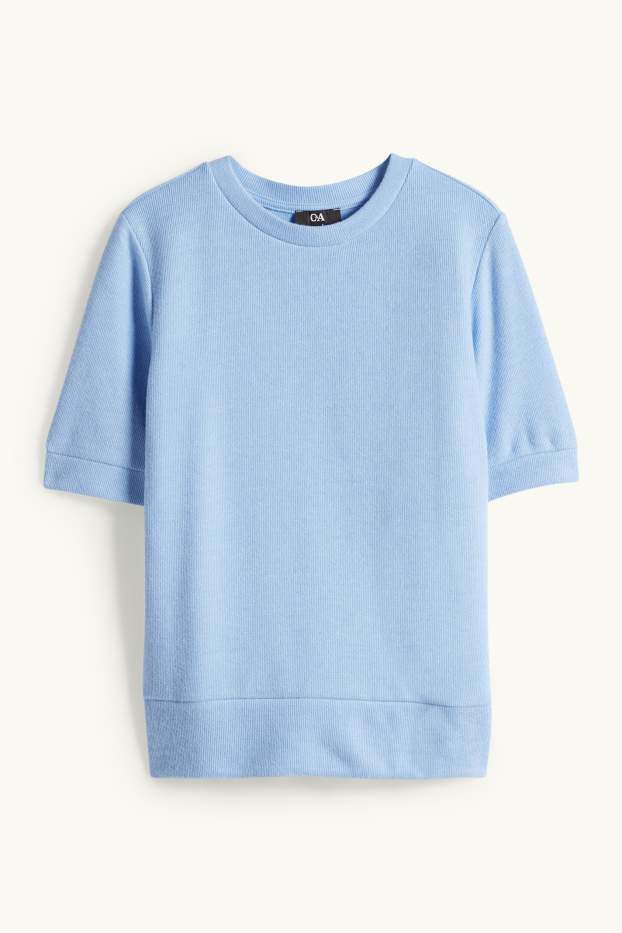 Donna - T-shirt - regular fit - a coste - azzurro