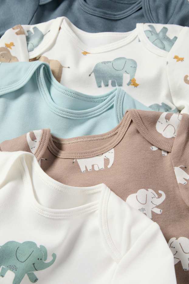 Unisex - Multipack 5 ks - sloni - body pro miminka - bílá/modrá