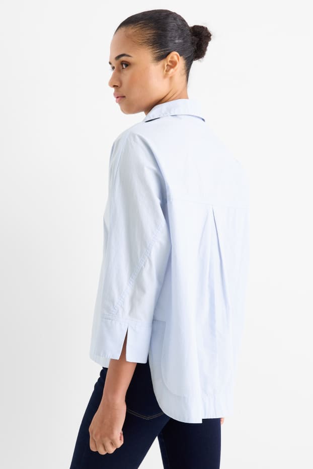 Dames - Blouse met V-hals - lichtblauw