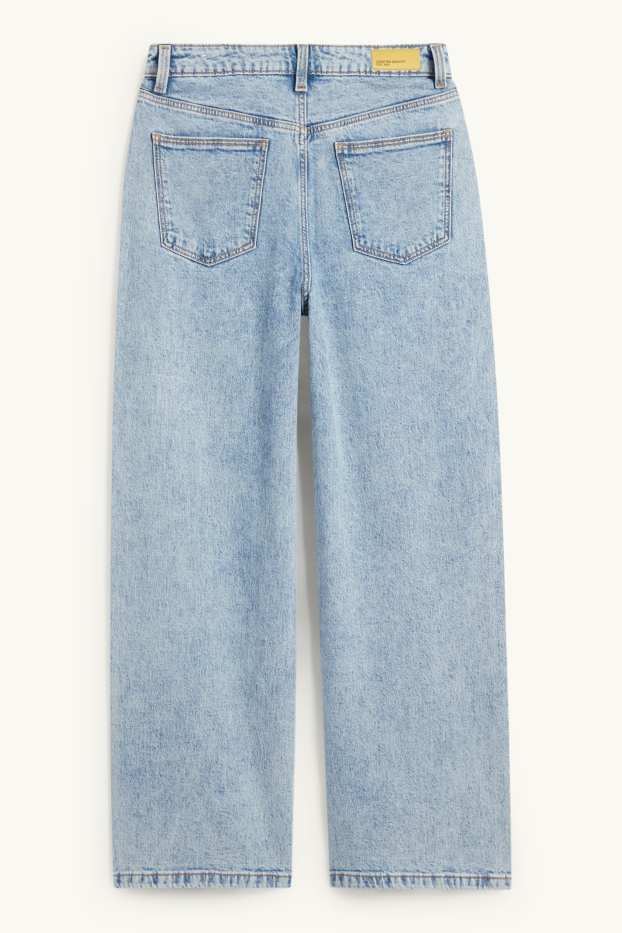 Copii - Fete - Stea - wide leg jeans cu ștrasuri - denim-albastru deschis