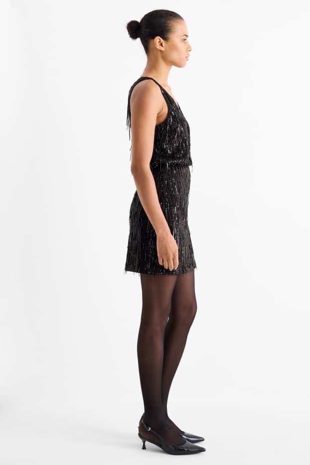 Donna - Minigonna di paillettes - nero