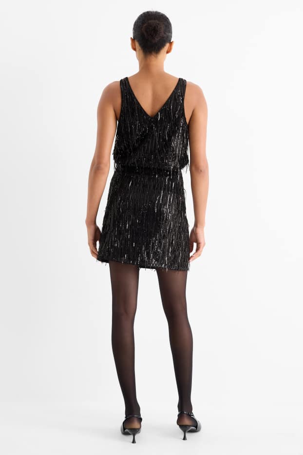 Donna - Minigonna di paillettes - nero