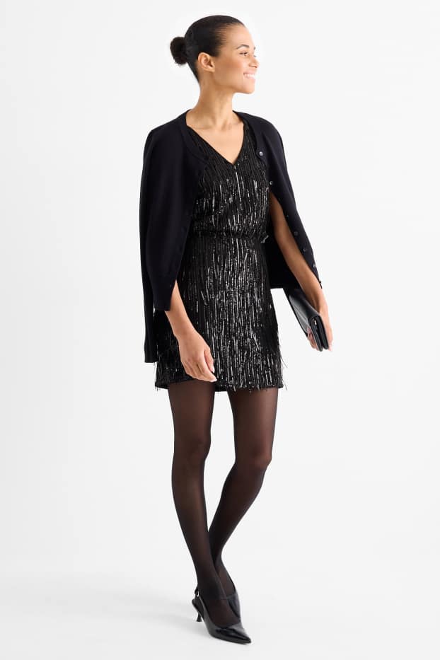 Donna - Minigonna di paillettes - nero