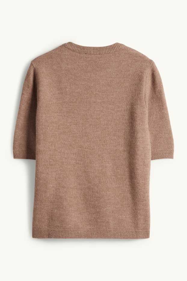 Mujer - Jersey de punto - manga corta - marrón claro