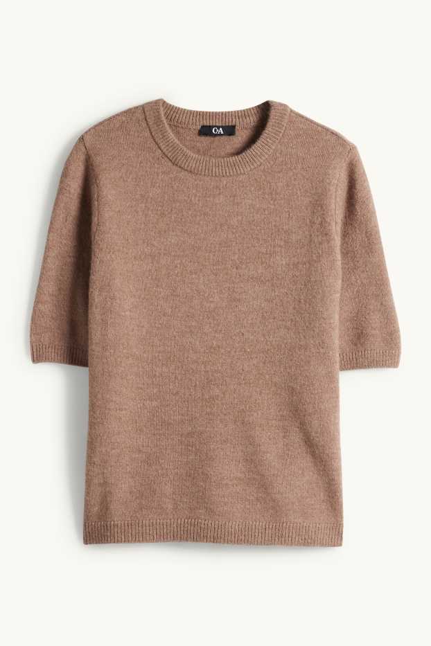 Mujer - Jersey de punto - manga corta - marrón claro