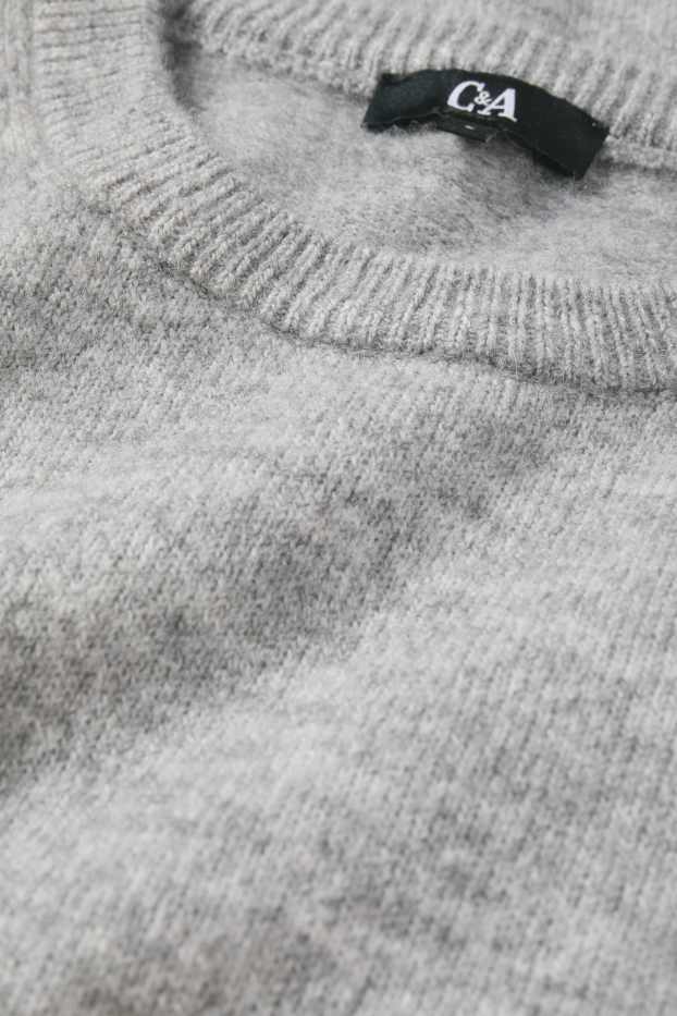 Kobiety - Sweter z dzianiny - z krótkim rękawem - szary-melanż