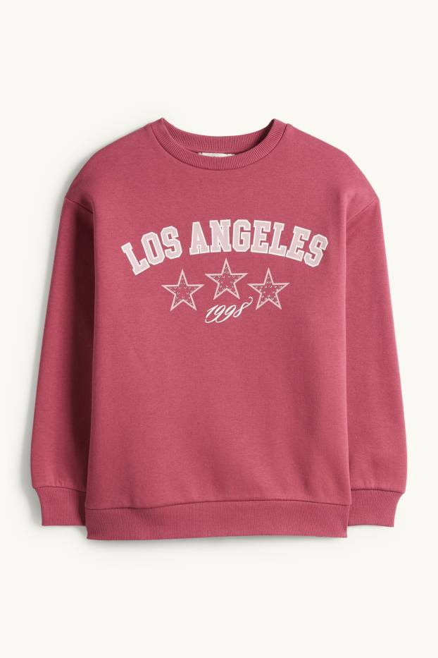 Children Girls - Los Angeles - sweatshirt with rhinestones - dark rose