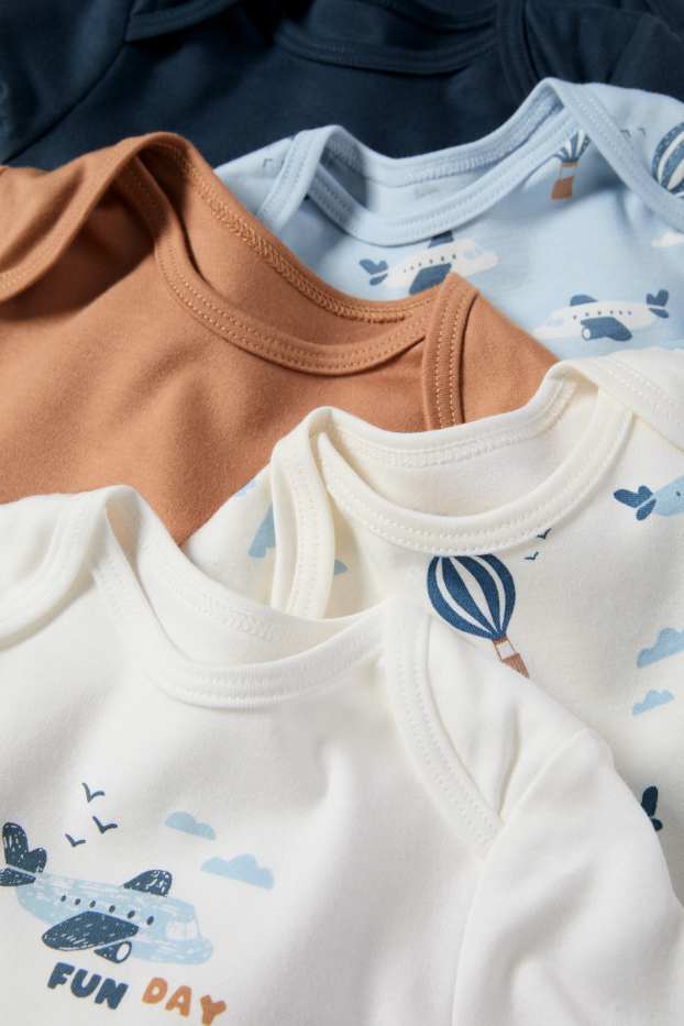 Nadó nen - Paquet de 5 - avió i globus aerostàtic - bodi per a nadó - blanc/blau