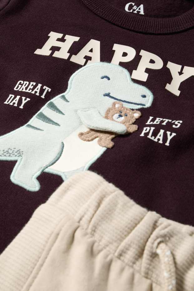 Bébés garçons - Dinosaure et ours en peluche - tenue bébé - 2 pièces - marron / beige