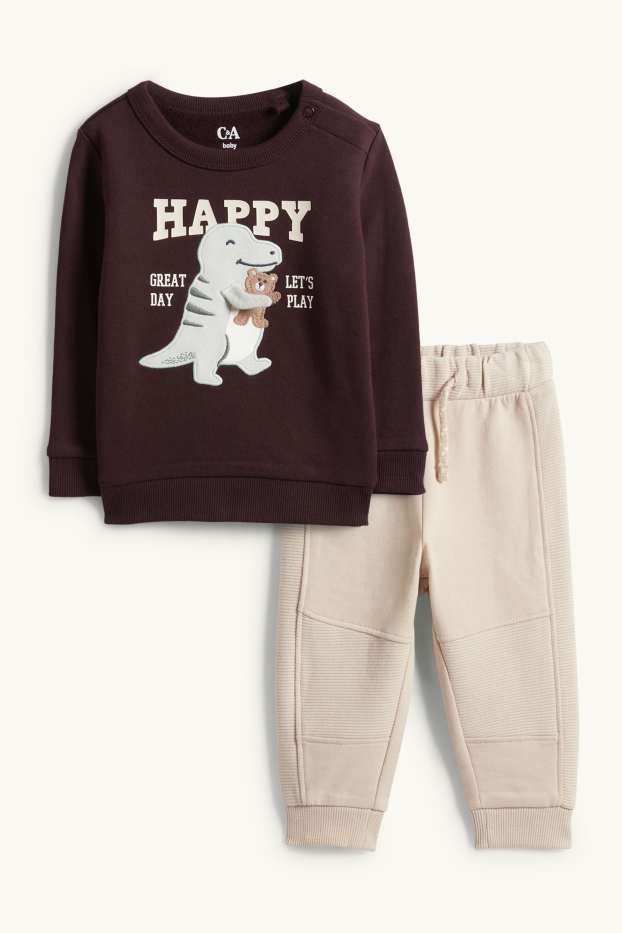 Bébés garçons - Dinosaure et ours en peluche - tenue bébé - 2 pièces - marron / beige