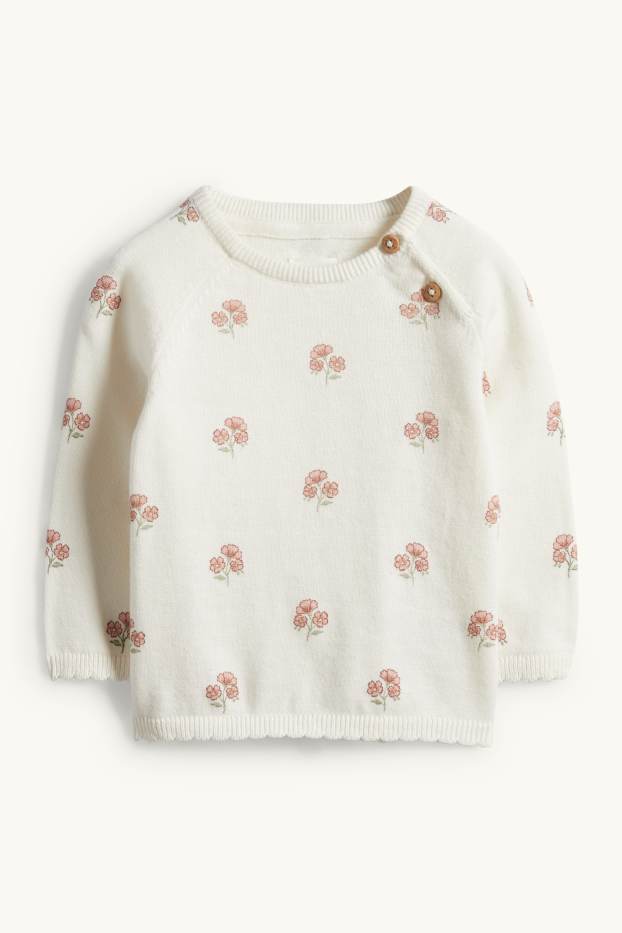 Baby Mädchen - Blümchen - Baby-Outfit - 2 teilig - cremeweiss