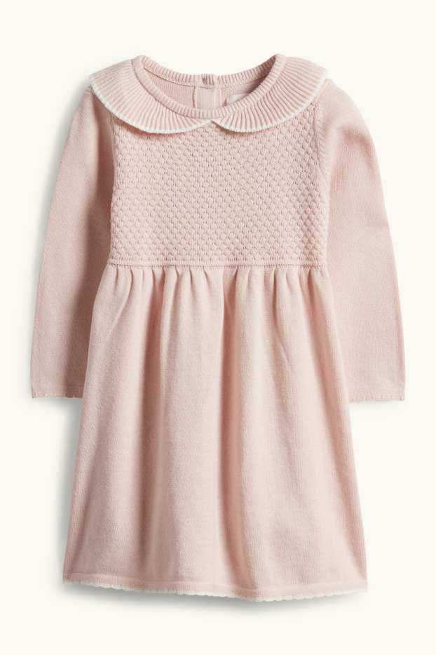 Baby Mädchen - Baby-Strick-Kleid - rosa
