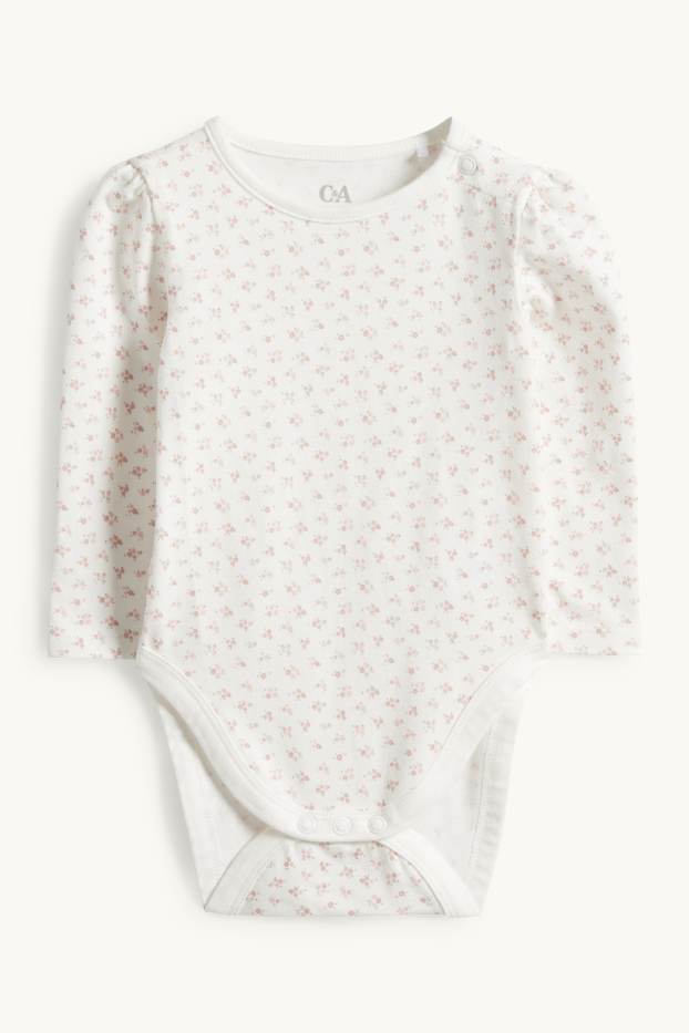 Baby Mädchen - Blümchen - Baby-Outfit - 2 teilig - hellbraun