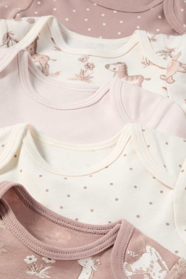 Niemowlęta dziewczynki - Wielopak, 5 szt. - dzikie zwierzęta - body niemowlęce - jasnoróżowy