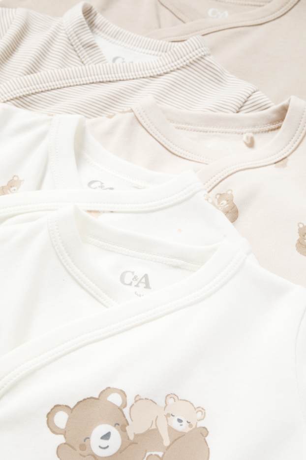 Unisex - Multipack 5er - Bärchen - Baby-Wickelbody - hellbeige