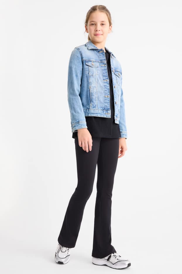 Kinderen: meisjes - Set van 2 - flared legging - zwart