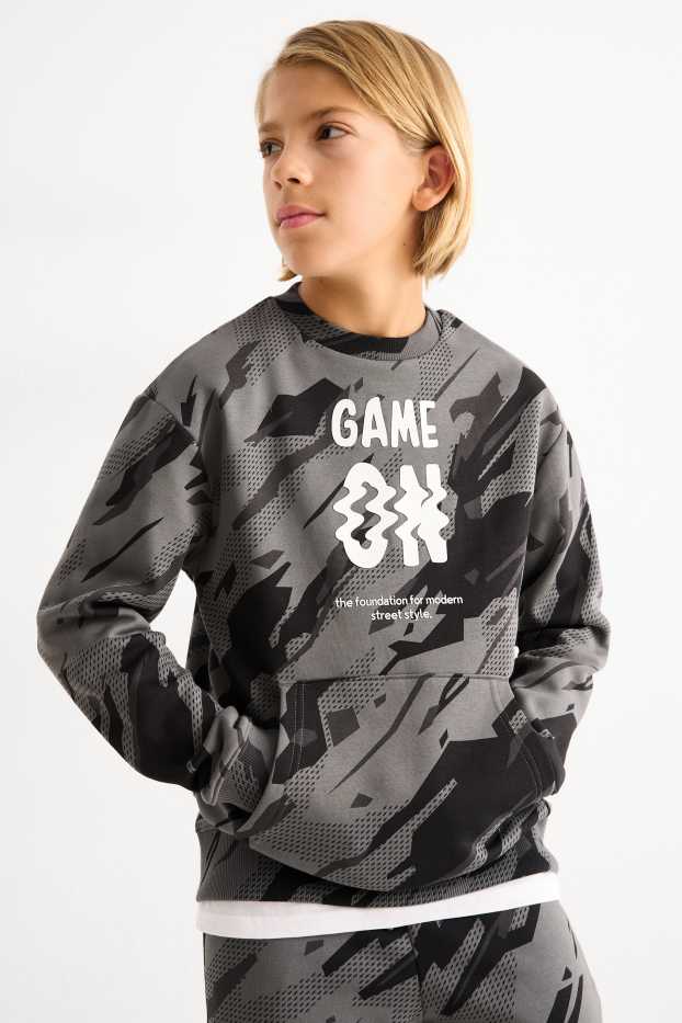Children Boys - Sweatshirt - patterned - gray / black