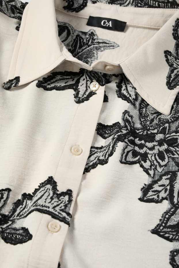 Femmes - Chemisier - à fleurs - finition texturée - noir / beige